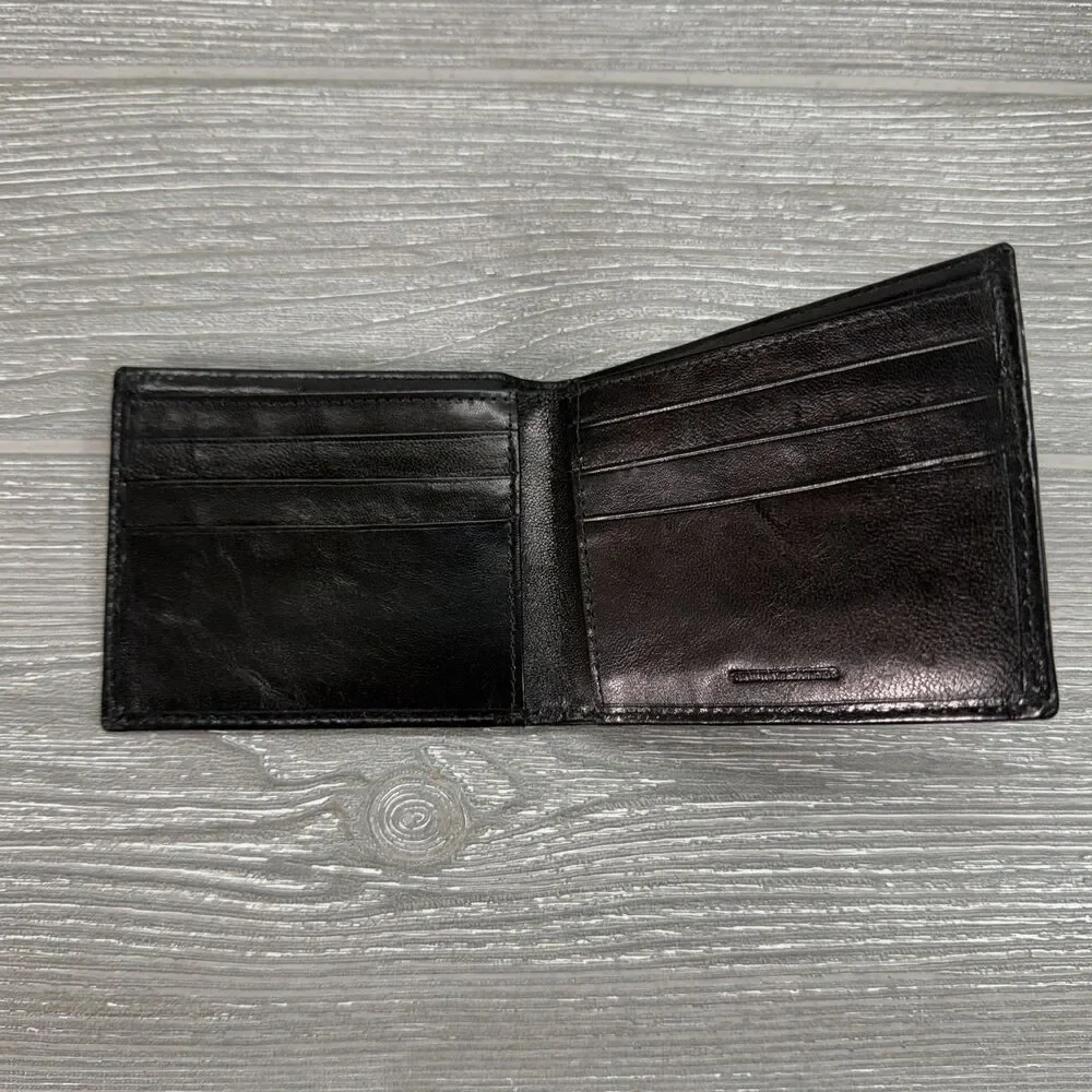 The Savile Row Company London Glossy Black Bifold Leather Wallet - Made in India